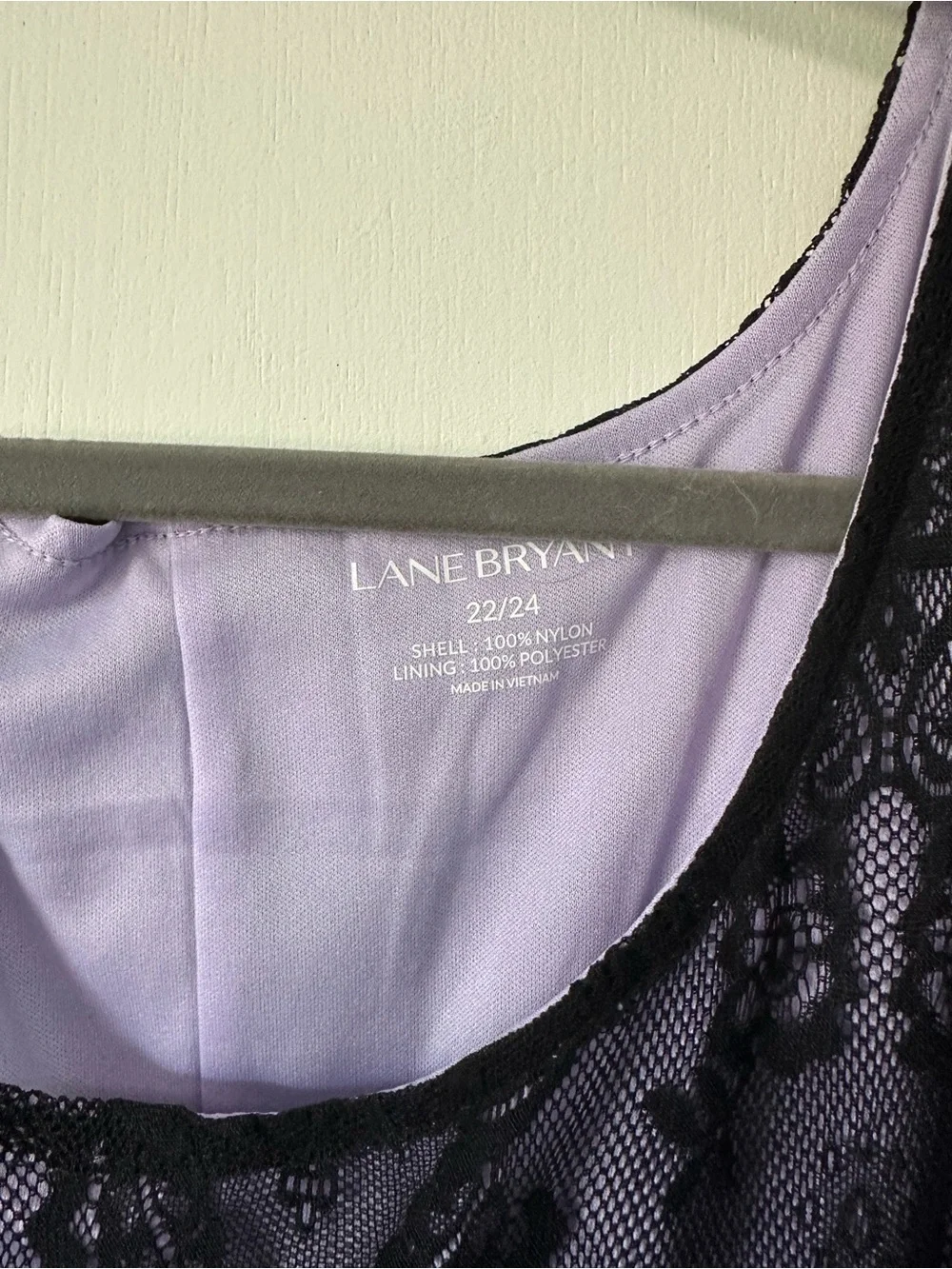 Lane Bryant Black Lace Overlay Tunic with Lavender Lining